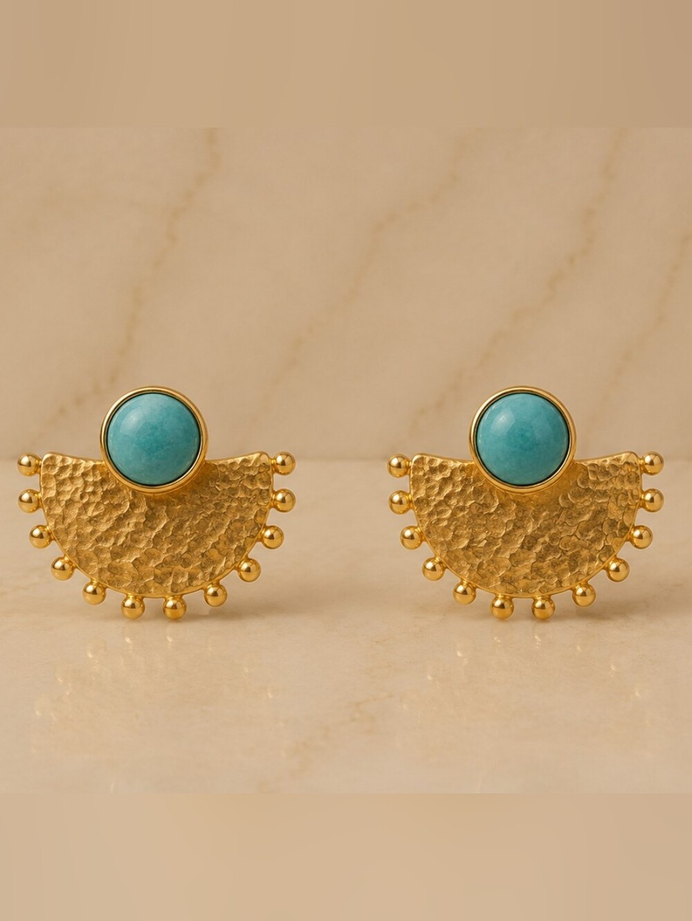 MEL New York Amazonite Stone Earrings | 24K Gold-Plated Handmade